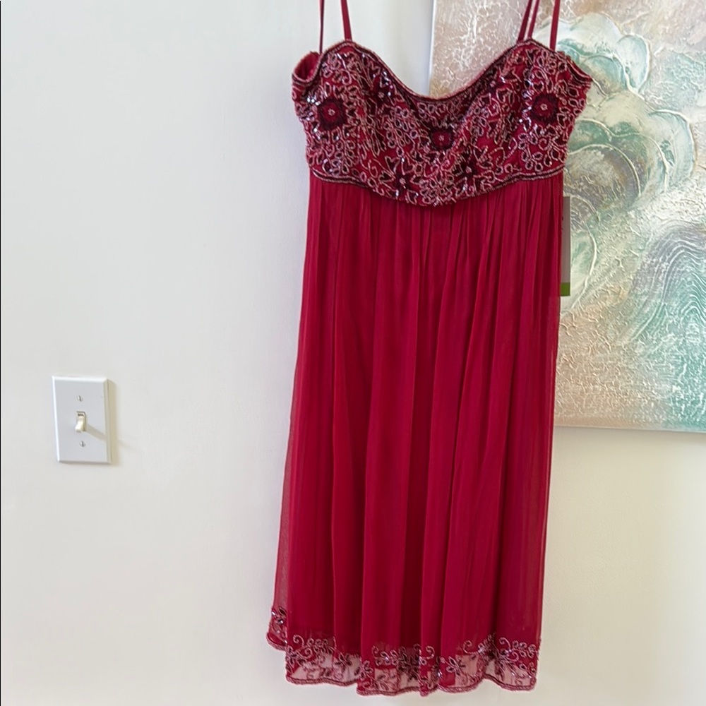 Elegant maroon Embroidered Dress with jacket